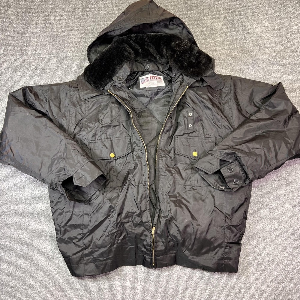 National Patrol Jacket Mens XL Black Hooded Waterproof Insulated Parka Outdoor